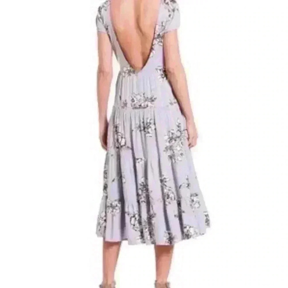 FREE PEOPLE Rita lavender floral dress multi tiered backless women size XS - Picture 1 of 9